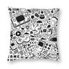Video Game Doodle Square Pillowcase Polyester Linen Velvet Creative Zip Decor Home Cushion Case