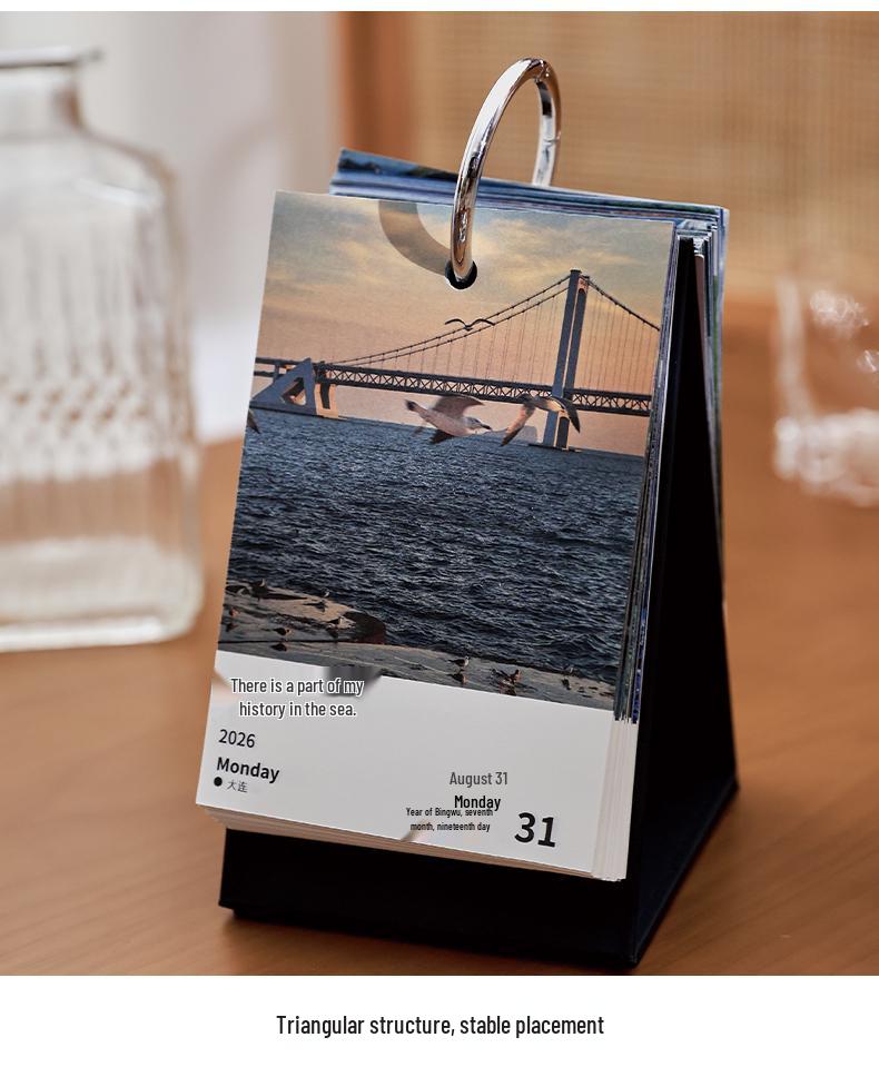 2026 Healing Scenery Desk Calendar: 365 Days of Travel Souvenir & Wall Sticker Décor
