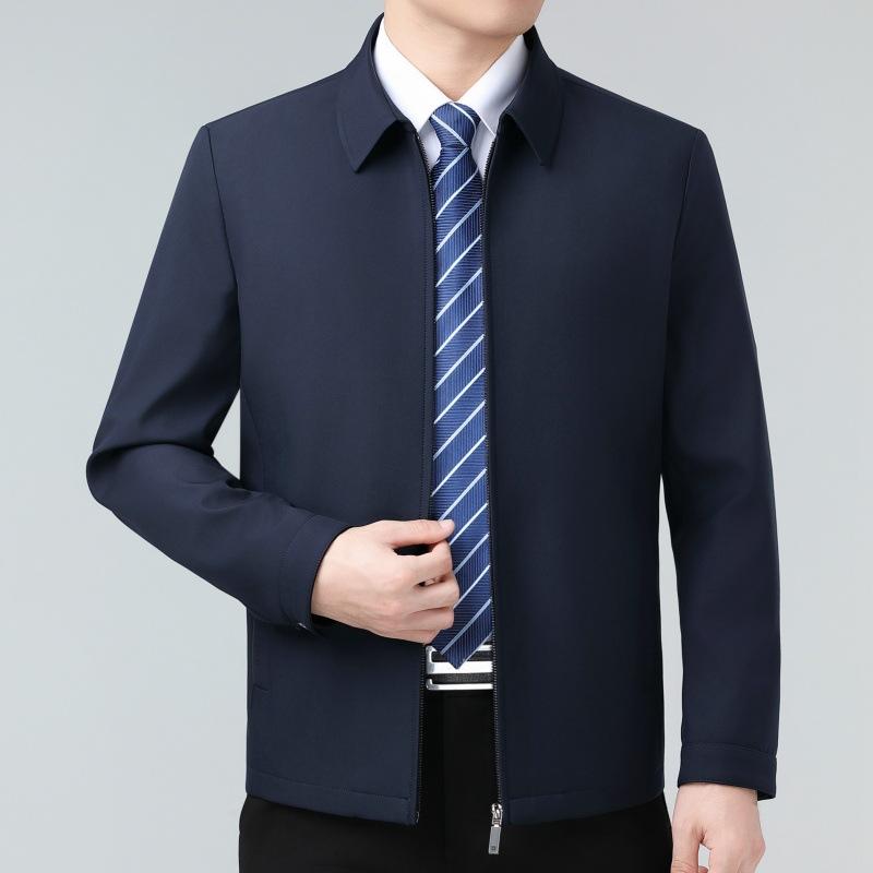 Lapel Jacket for Leading Cadres, Men's Autumn Middle-aged Dad's Business Jacket, Civil Servant Formal Mulberry Silk Jacket