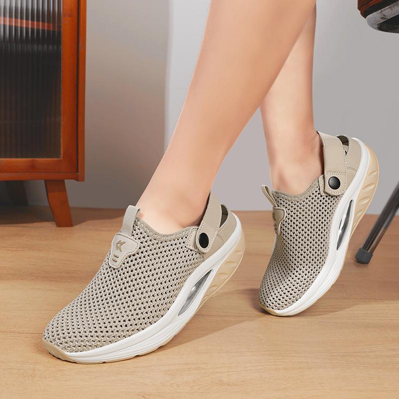 Breathable Mesh Women's Sandals Air Cushion Platform Casual Shoes Plus Size 35-43 Non-slip Slippers for Walking Traveling