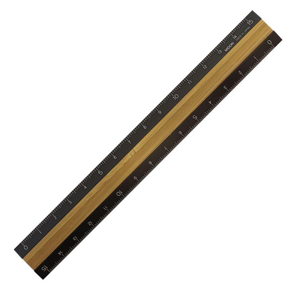 DESIGNPHIL MIDORI Aluminum Wood 42270006 & Ruler, 15cm, Black,