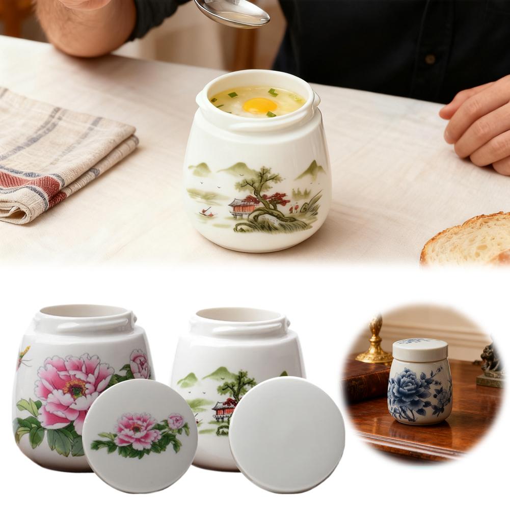 Ceramiczny gotownik do jajek 220 ml Vintage Koszyczek do gotowania jajek Ceramiczny kubek na jajko Na śniadanie Serwowanie Gotowane na parze Kuchnia Gotowanie w domu Kobiety Mężczyźni Desery