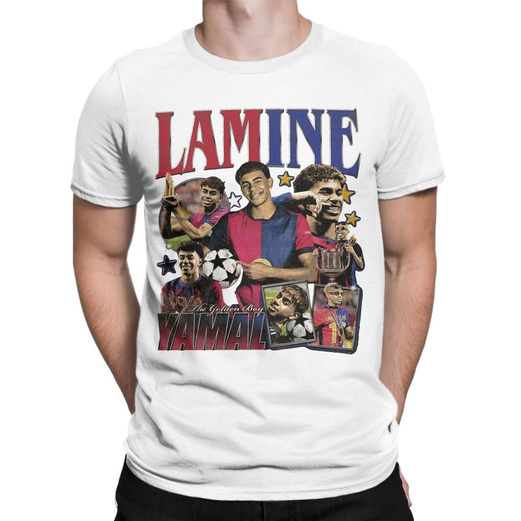 Lamine Yamal Vintage Football Graphic T Shirt Y2k Oversized Unisex Crewneck Short Sleeve Casual Birthday Gift Streetwear Fan Tee