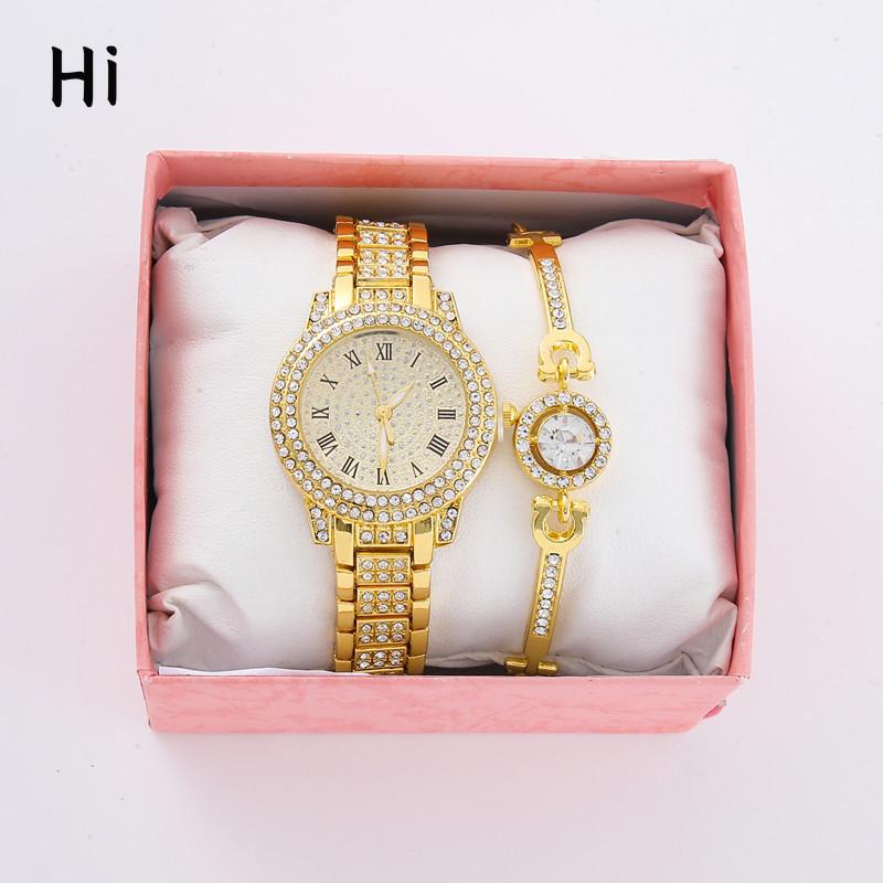 

Часы с римским литературным стальным ремешком и полным бриллиантом Gypsy Temperament Business Quartz Watch Hip Hop Wind с полным бриллиантовым браслетом