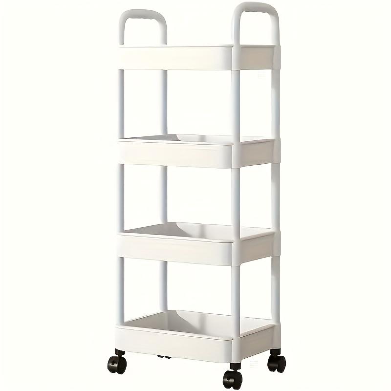 4-Tier Rolling Cart, Sturdy & Space-Saving. Perfect for Home, Office, Garage Storage. Easy Move, Durable Plastic Design.