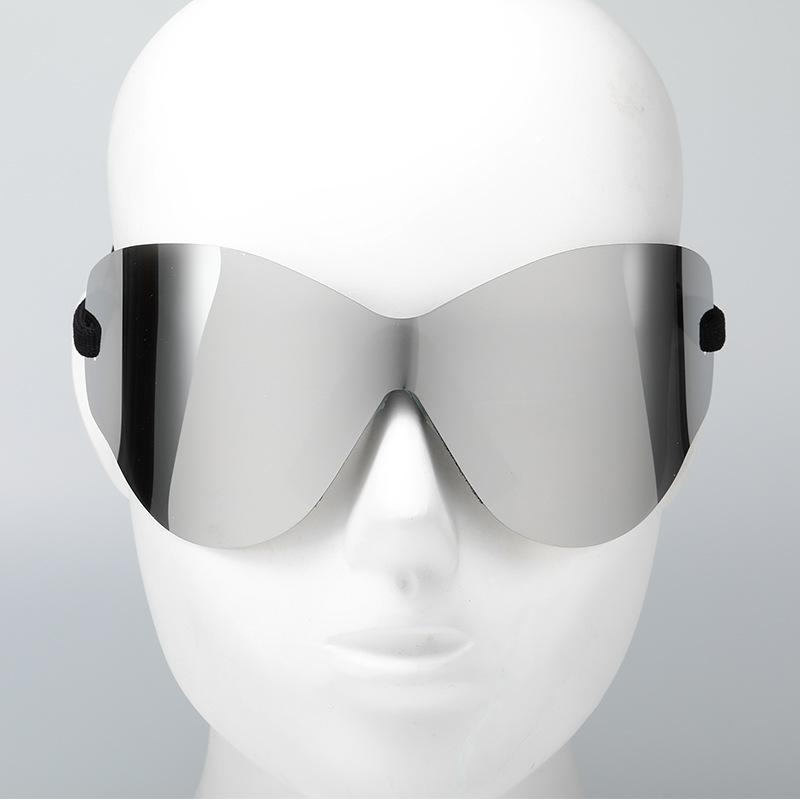 

Fashion Y2K Women Sunglasses Brand Rimless Oversize Anti Wind Mirrored Personality Shades Glasses UV400 Driving Whole black серебряный