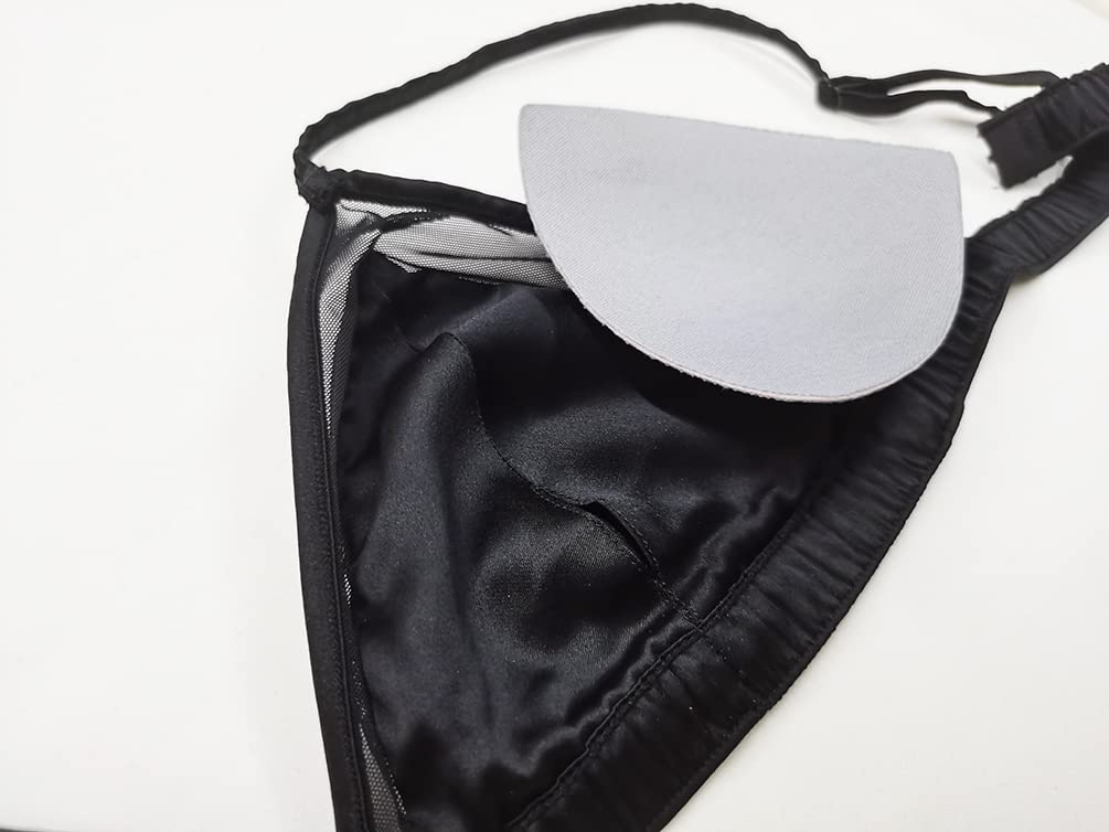SilRiver Satin Triangle Silk Threadless Mesh Cami Bra with Removable Pads Women's Bra, (Large, Black)