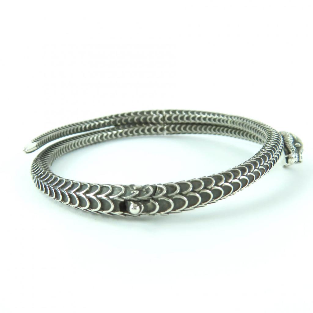 Great GUCCI Bangle Garden Snake Bracelet Silver AG925 Women 18 Used