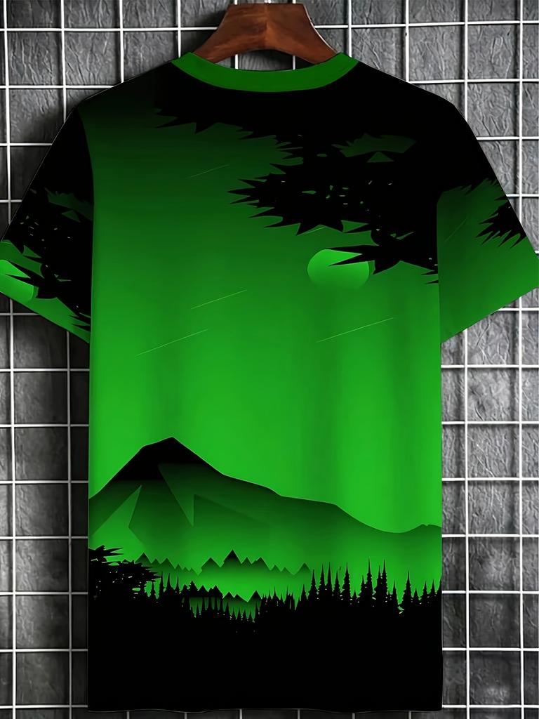 Men's Digital Print T-Shirt, Men's T-Shirt, Quick-Dry Sporty Casual Versatile Top, Summer Essential, Men's Short-Sleeve T-Shirt, Cool and Not Stuffy,