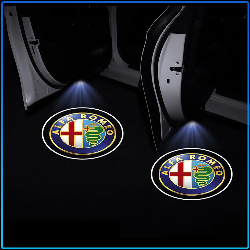 2Pcs Car Door Emblem Light LED Welcome Lamp Wireless Laser Projector For Alfa Romeo 147 159 156 Giulietta Giulia Mito Spider Alpha Nheadrest