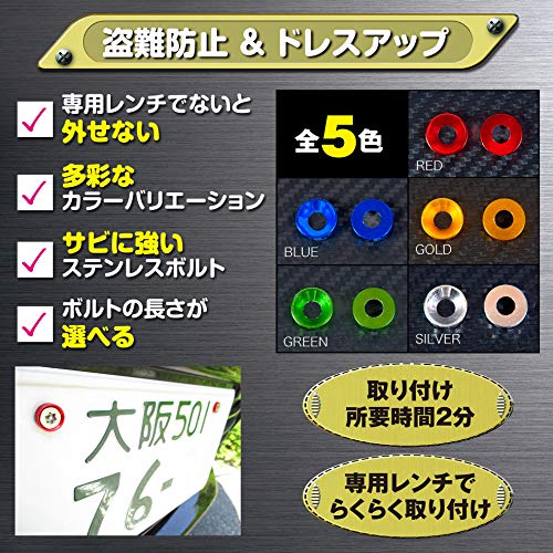 Freate Number Plate Bolt Number Frame Anti-Theft Screw M6 (Blue, Threaded Section 25mm)