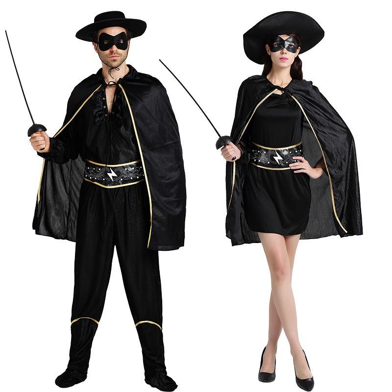 Halloween Costume Zorro Show Costume Fencing Costume Set Adult Children Zorro Costume Zorro Parent-Child Dress Up
