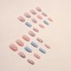 24 pezzi corti rosa balletto e blu contrasto marmo modello sbavature nail art glacier jelly estate fresca indossare unghie unghie finte