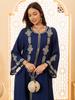 Middle Eastern Floral Embroidered Muslim Jalabiya Robe, Dubai Dress