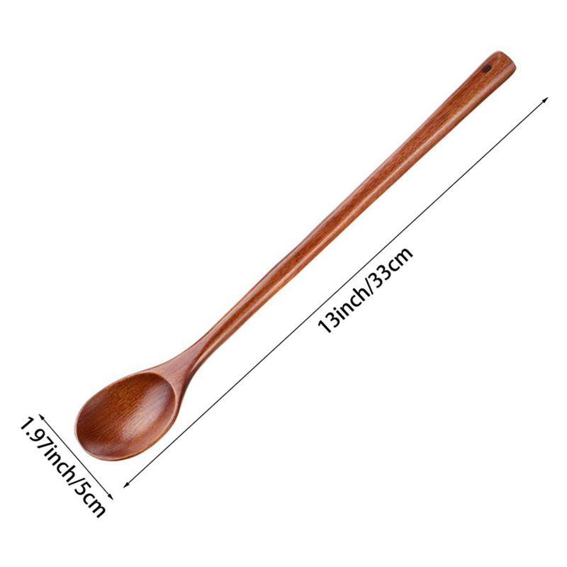 6 Pcs Wooden Mixing Spoons Kitchen Soup Serving Spoons Long Handle Cooking Spoons For Kitchen Stirring Serving Cooking-B61B