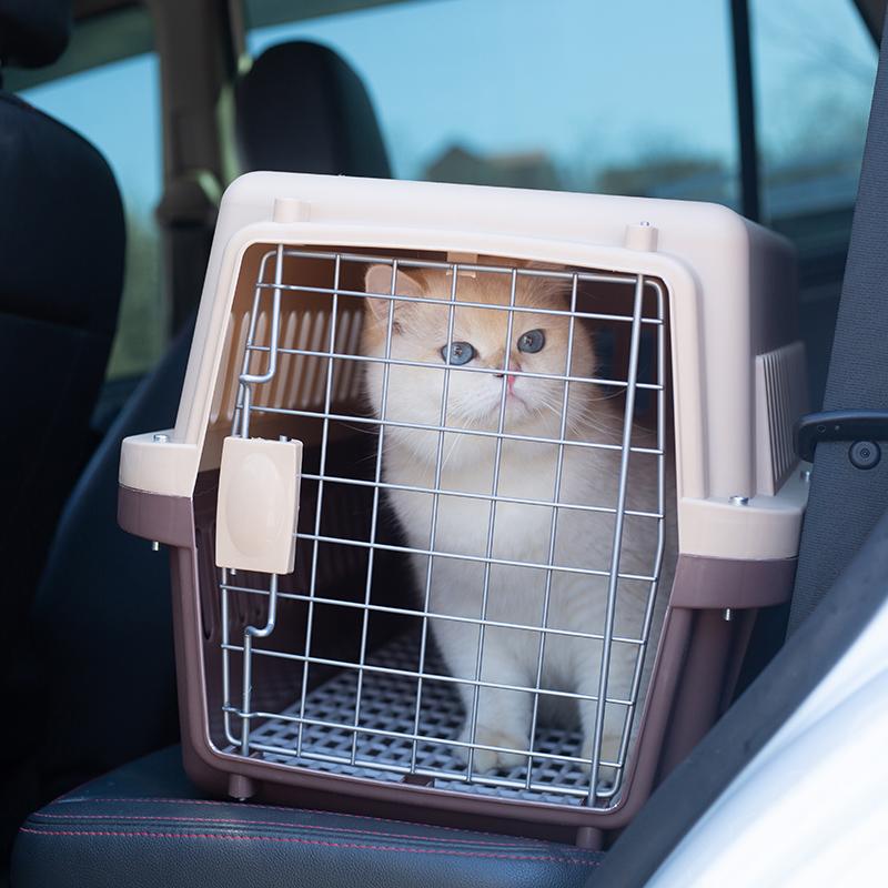 Pet airline carrier cat shipping box dog outdoor portable vehicle cage small and medium-sized dog isolation box hand-held teddy