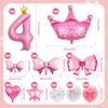 Princess 3rd 4rd 5rd Birthday Party Decorations 40 Inch Large Pink Crown 3 Balloon Girls’ Princess Decorations Party Supplies