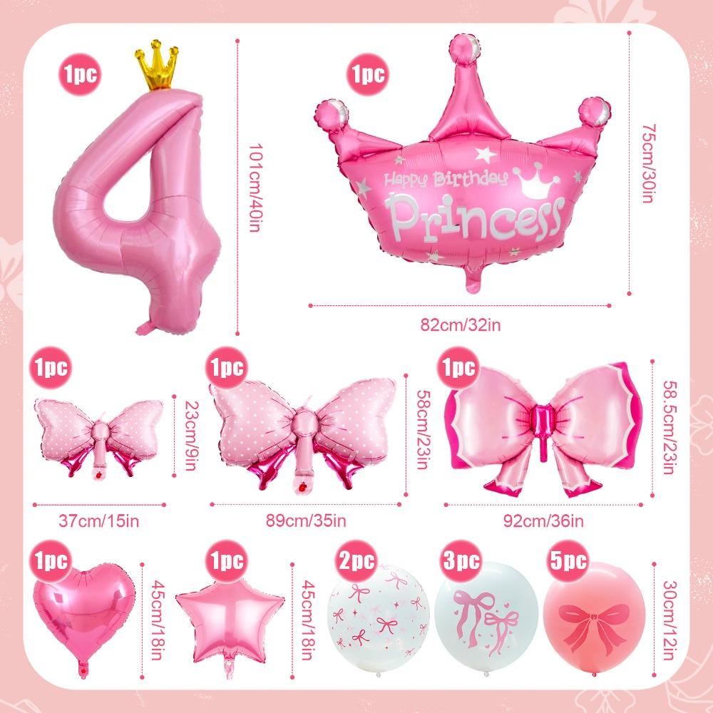 Princess 3rd 4rd 5rd Birthday Party Decorations 40 Inch Large Pink Crown 3 Balloon Girls’ Princess Decorations Party Supplies