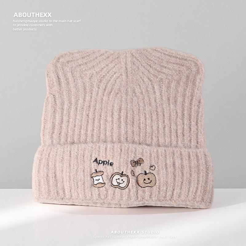 New Autumn and Winter Cute Cat Ears Hat for Women Versatile Face Showing Small Knitted Hat Ear Protection Warm Woolen Hat Trendy