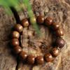 Large Leaf Rosewood Men's Buddhist Beaded Bracelet - Old Style Carved Design