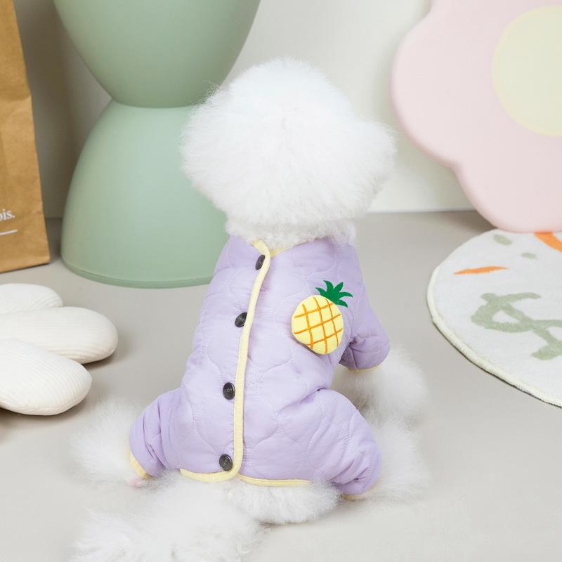 Pet Clothing Dog Clothes Pet Four-Legged Cotton-Padded Clothes Four-Legged Cotton-Padded Clothes 22 Pineapple Four-Legged Cotton-Padded Clothes