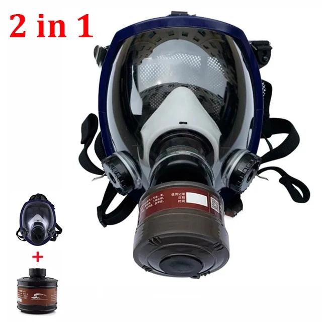 Respirator pentru față completă Mască de gaze Canistră filtru carbon activ 40 mm Potrivit pentru fumuri Chimic, vopsea spray, tactic-supraviețuire