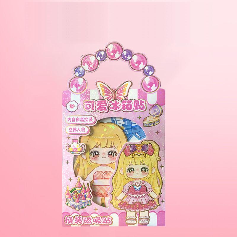 Cute Princess Dress-Up Magnetic Stickers for Kids Girl Imaginative Play DIY Materials Cartoon Refrigerator Magnet