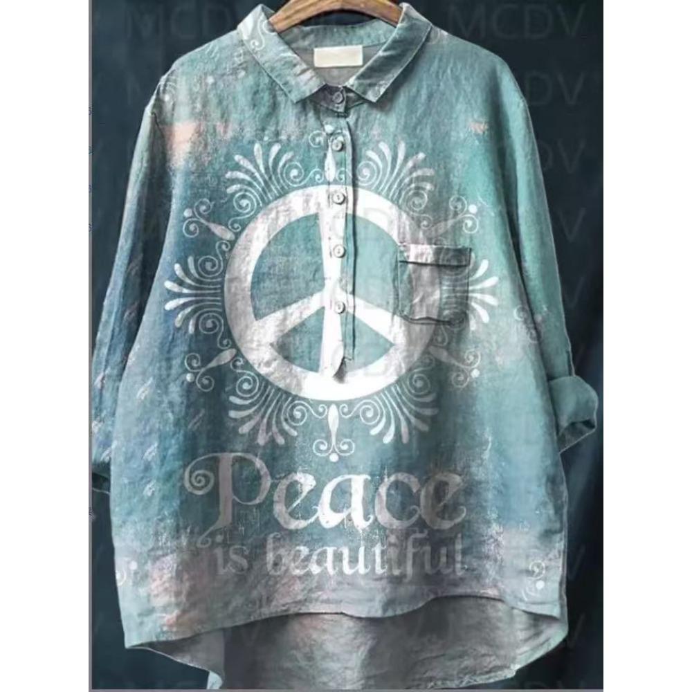 Stampa Floreale Vintage Deliziosa Camicia Casual in Lino