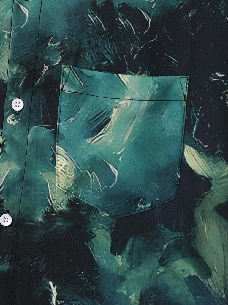 Oversized Loose Retro Oil Painting Print Short Sleeve Hawaii Beach Summer Men Shirt Student Fashion Casual Mens Clothing