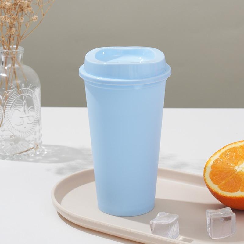 5pcs Plastic Coffee Cup 475ml Single-layer PP Material Cola Cup with Lid Leak-proof Portable Cold Drink Packging Cup Milk Tea Shop Packaged Cup