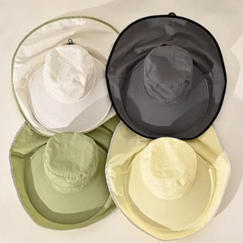 Hard Brim Windproof Big Brim Bucket Hats Cycling Hiking Sun Hat Female Summer Electric Car Uv Sun Protection Neck Fisherman Caps