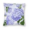 Purple Hydrangeas Square Pillowcase Polyester Linen Velvet Printed Zip Decor Pillow Case Home Cushion Cover