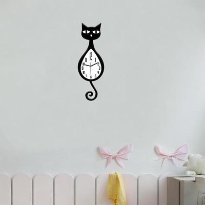 Cat Shaped Wall Clock Acrylic Hanging Modern Multipurpose Indoor Decor Mute for Kids Room