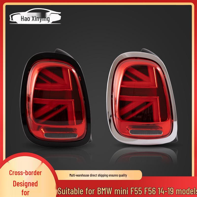 BMW Mini F55 F56 2014-2019 Taillight Assembly with LED Turn Signals & Cooper Brake Lights Red Electroplated Frame