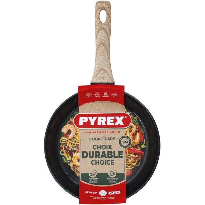 Poele - PYREX - Cook & Care - 24 cm - Anti-adhérent - Induction - Sans PFAS