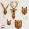 Set di 5 Decorazioni Murali Animali in Resina Vintage con Teste di Orso, Cervo, Topo, Volpe e Coniglio Decorazione per la Casa Interna, Decorazione Festiva