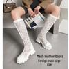 Stivali Lunghi con Piattaforma Versatile, Rete, Punta Tonda, Suola Spessa, Modello High Top Sn dell'Aderente, Taglie Forti 34-43