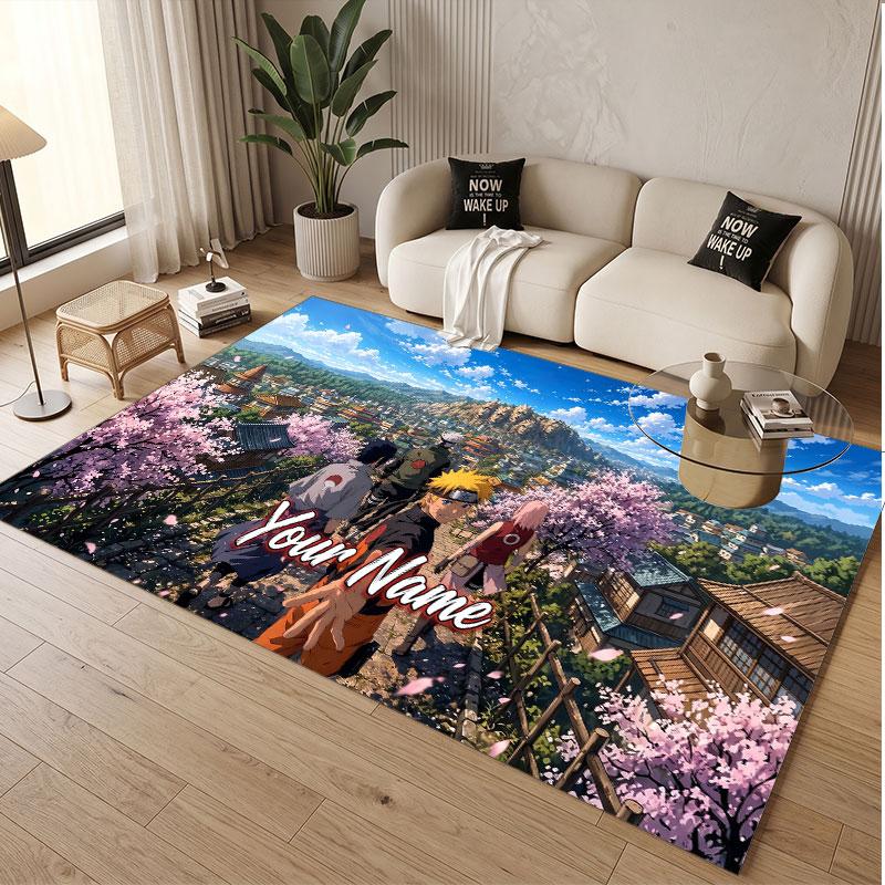 Custom Name Crystal Velvet Rug,Naruto Comfortable Anti Slip Floor Mat For Room Decoration