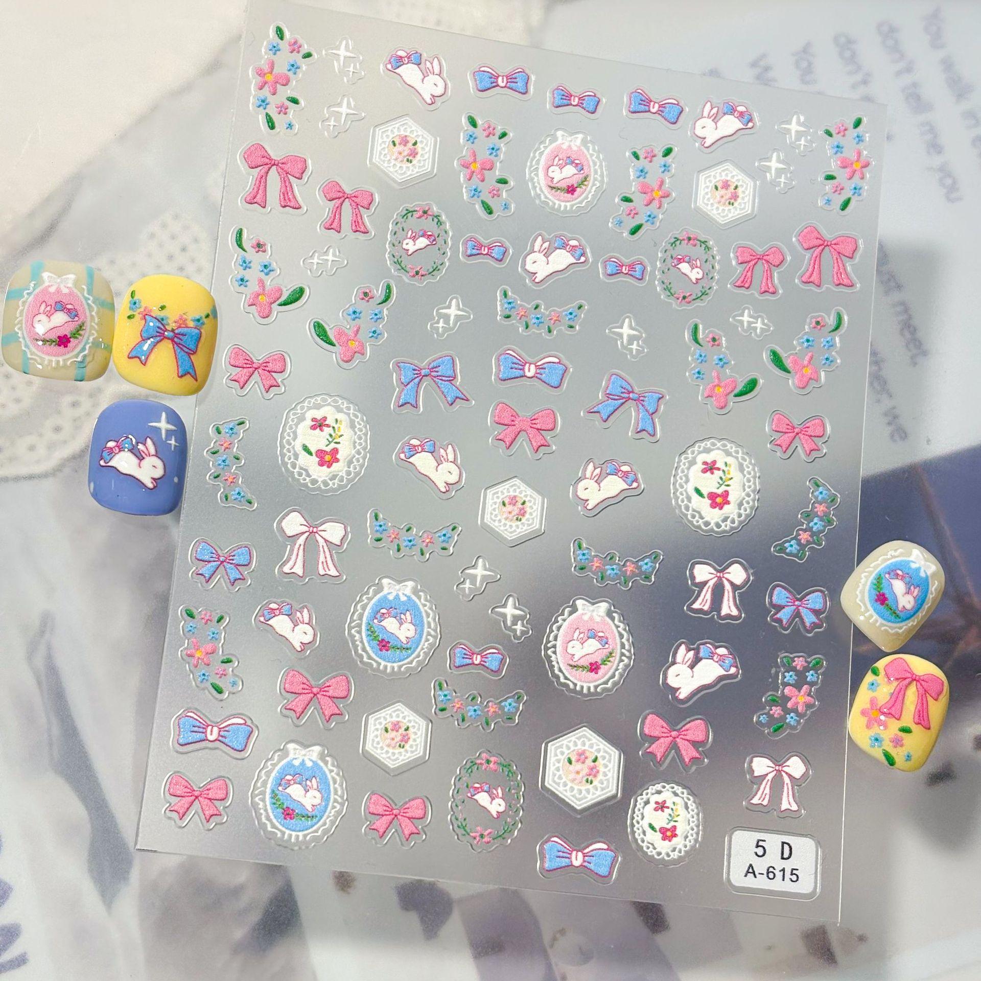 3D Japanese Bow & Flower Nail Art Stickers