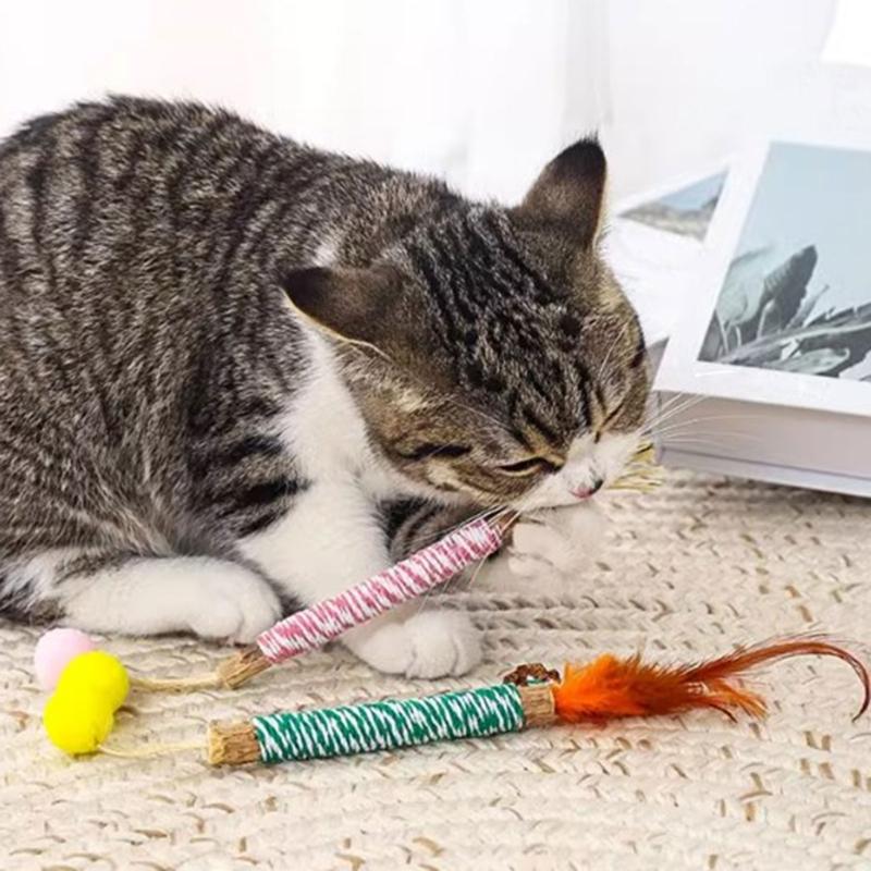 Pet Cats Chew Sticks Natural Grass Pet Snacks Hairball Control Cat Teasing Stick