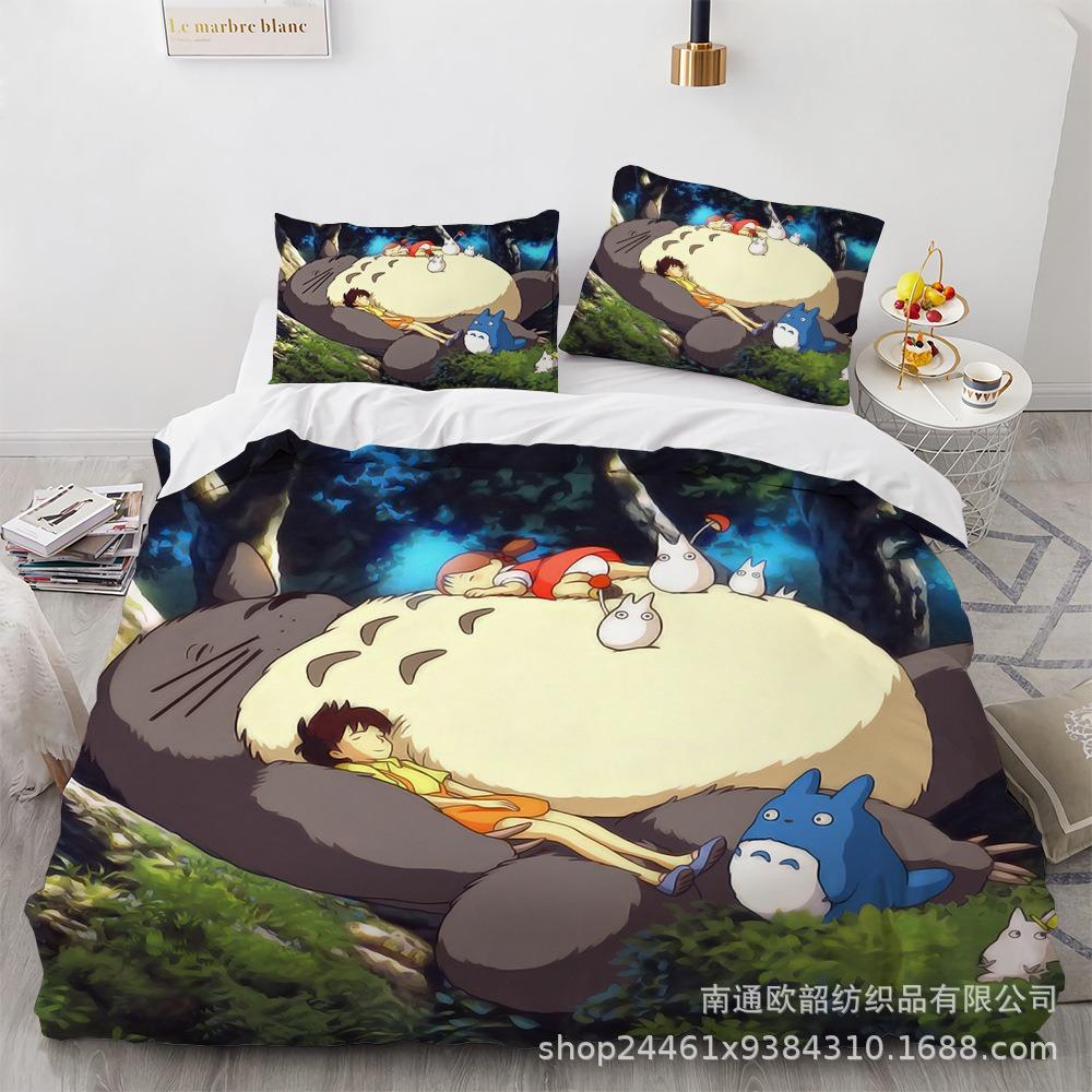 Luxuriöse Mein Nachbar Totoro Bettbezüge Kinder Cartoon Bettwäsche Set Bettdeckenbezug Einzelbett Doppelbett Schlafzimmer Bett Dekor für Teenager Beste Geschenke
