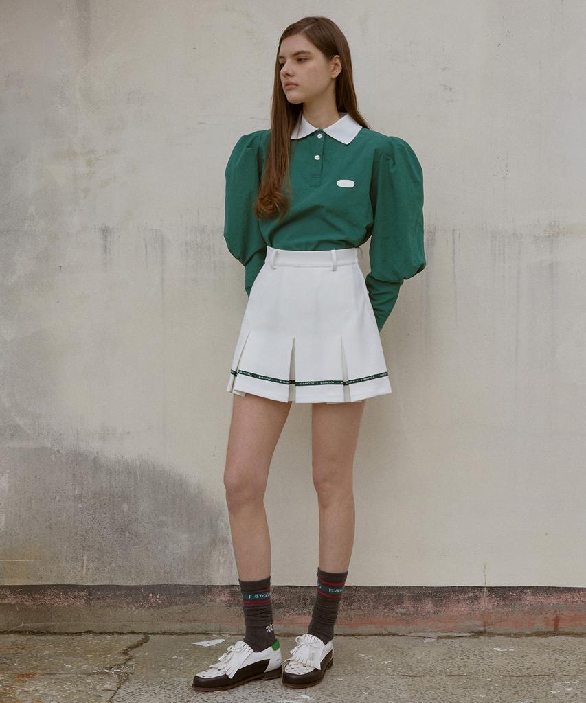 KANDINI Green Nylon Puff Collar Tee