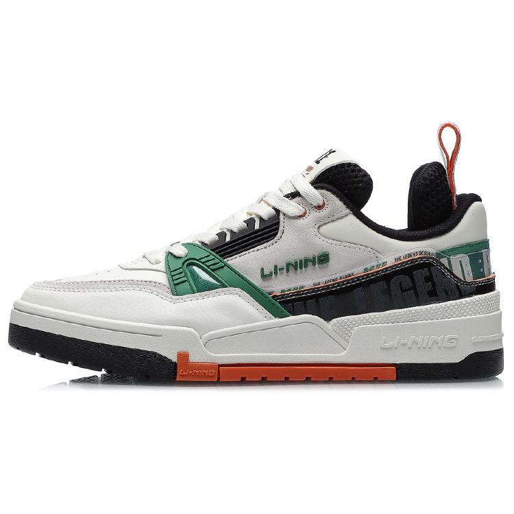 New LiNing 001 BTC Anti Slip And Wear Resistant Lightweight Balance Low Top Skateboard Shoes Men's White Black Green AECR001-1