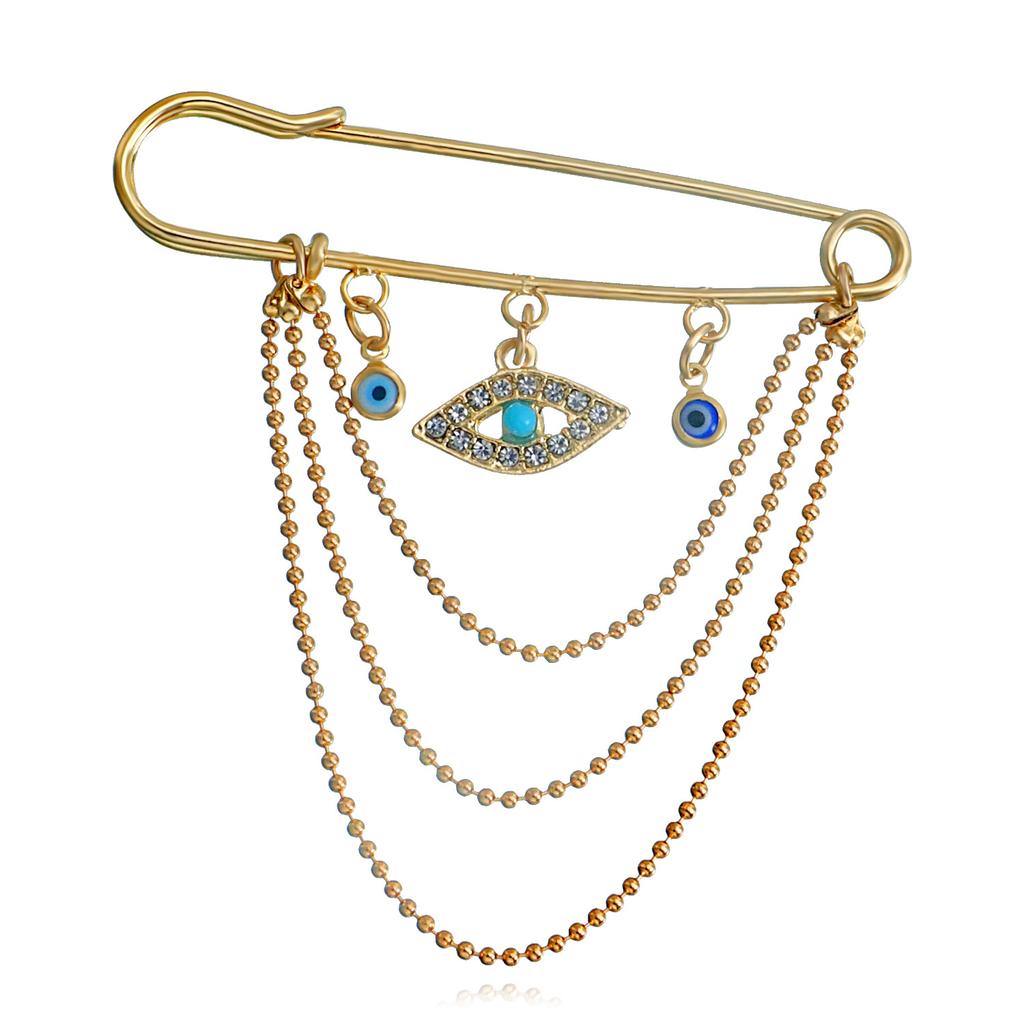 Vintage Diamond Eyes Devil's Eye Tassel Xiaoxiang Brooch Clothing, Pin Accessories