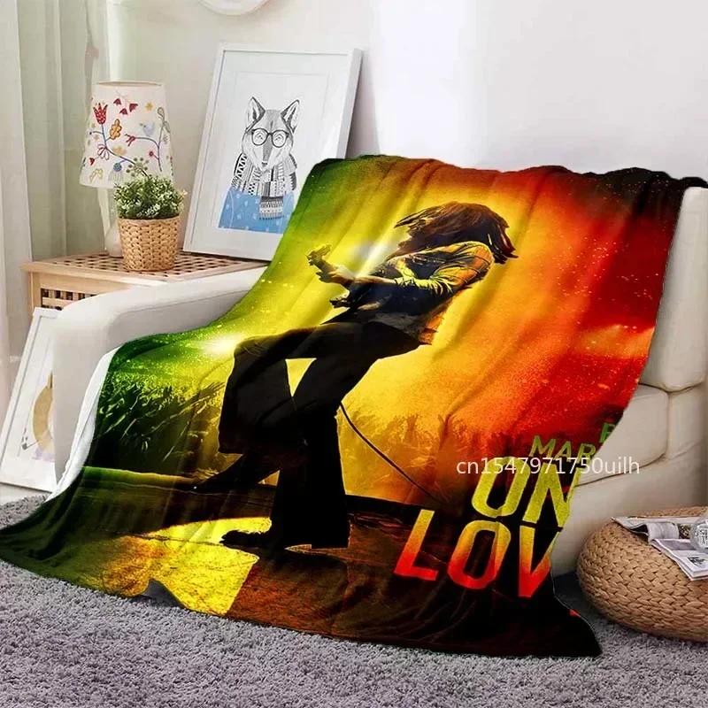 

Bob Marley Album Blanket Reggae Music Jamaican Style Soft Flannel Blanket Portable Home Travel Sofa Blanket# 75X95CM серый