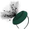 BESPORTBLE Women’s Fascinator Hat Mesh Veil Hair Clip Headband, Dark Green Wedding Tea Party Accessory for Special Occasions