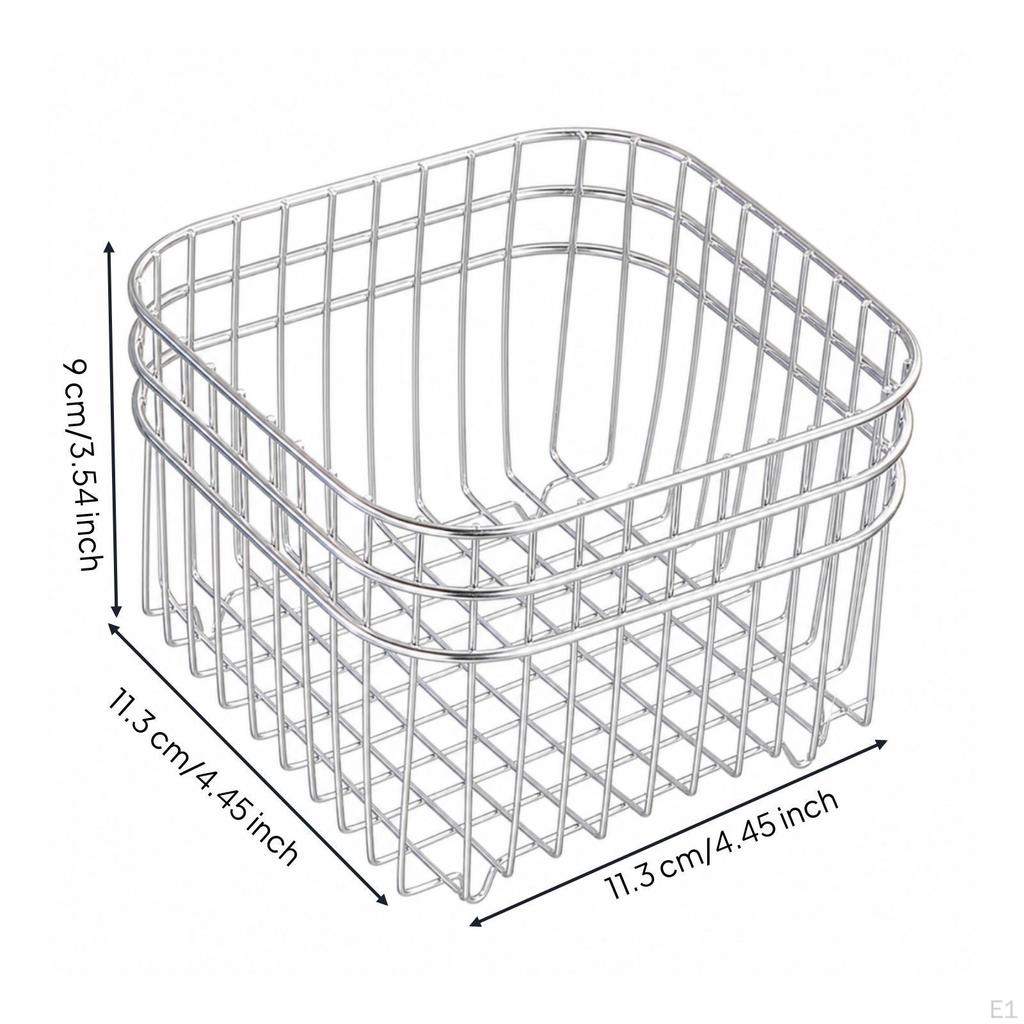 Wire Storage Basket RustResistant Stainless Steel Ventilated Container for Desktop, Washroom,