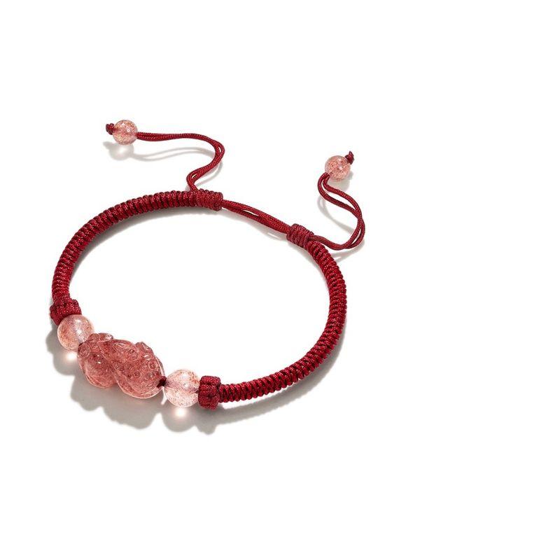 

Привлекающий деньги Пи Сю, проглатывающий золото зверь, розовый кристалл, белый обсидиан, плетеный браслет-пара на год животного, ремешок для переноски, парный стиль Women s New arrival Brave Bracelet