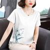Pure Cotton T-shirt Short-sleeved Women's Round Neck Summer Wear Middle-aged Top Belly-covering T-shirt