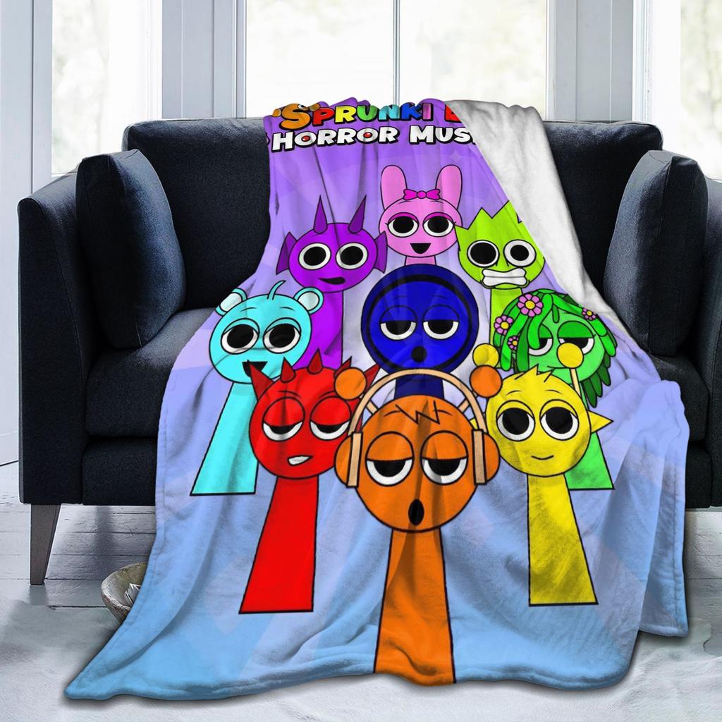 Sprunki Beats Horror Music Box Flannel Throw Blankets Blankets for Bed Office Lightweight Quilt,